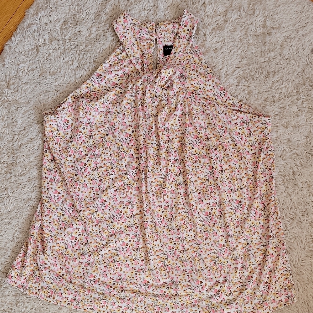 Lane Bryant Pink Halter Blouse with Mandarin Collar